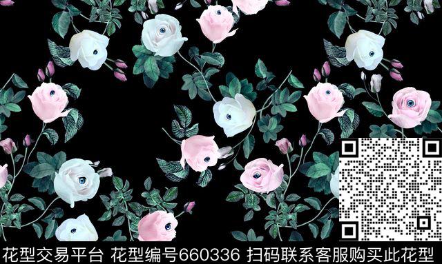 花眼睛玫瑰数码印花华亿平台下载（图片编号: 660336） - 瓦栏（Walan）