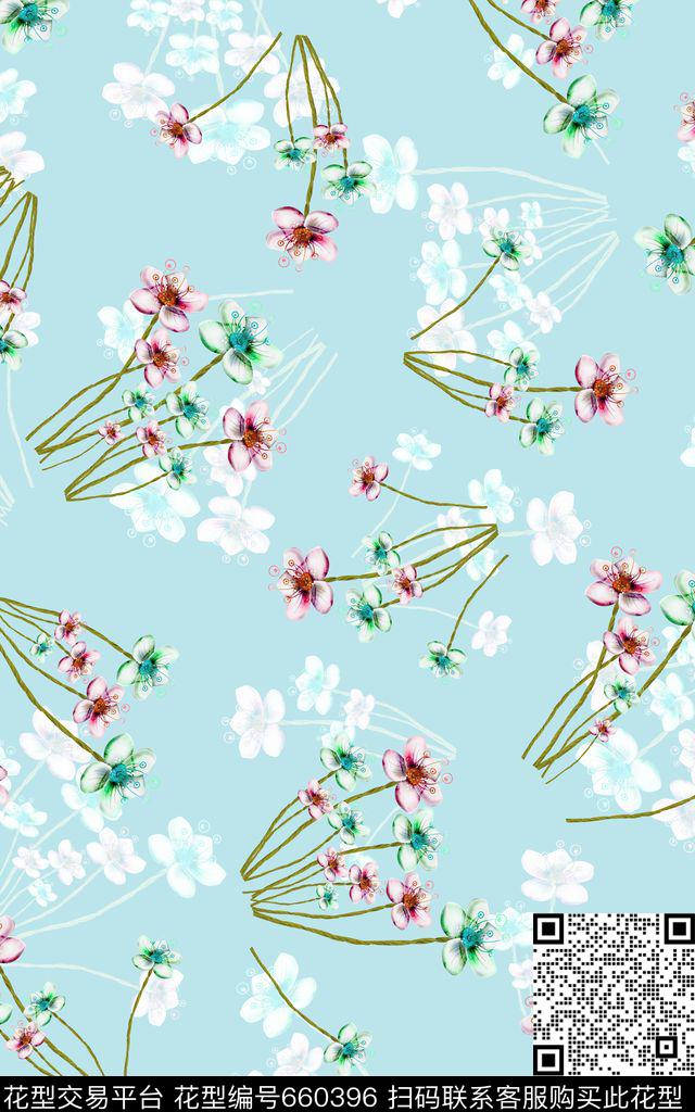 花卉小碎花花草数码印花华亿平台下载（图片编号: 660396） - 瓦栏（Walan）