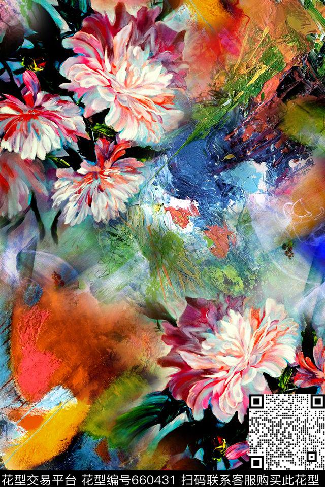 抽象几何拼接数码印花华亿平台下载（图片编号: 660431） - 瓦栏（Walan）