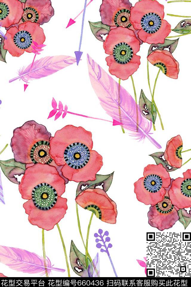 花卉大花花朵数码印花华亿平台下载（图片编号: 660436） - 瓦栏（Walan）