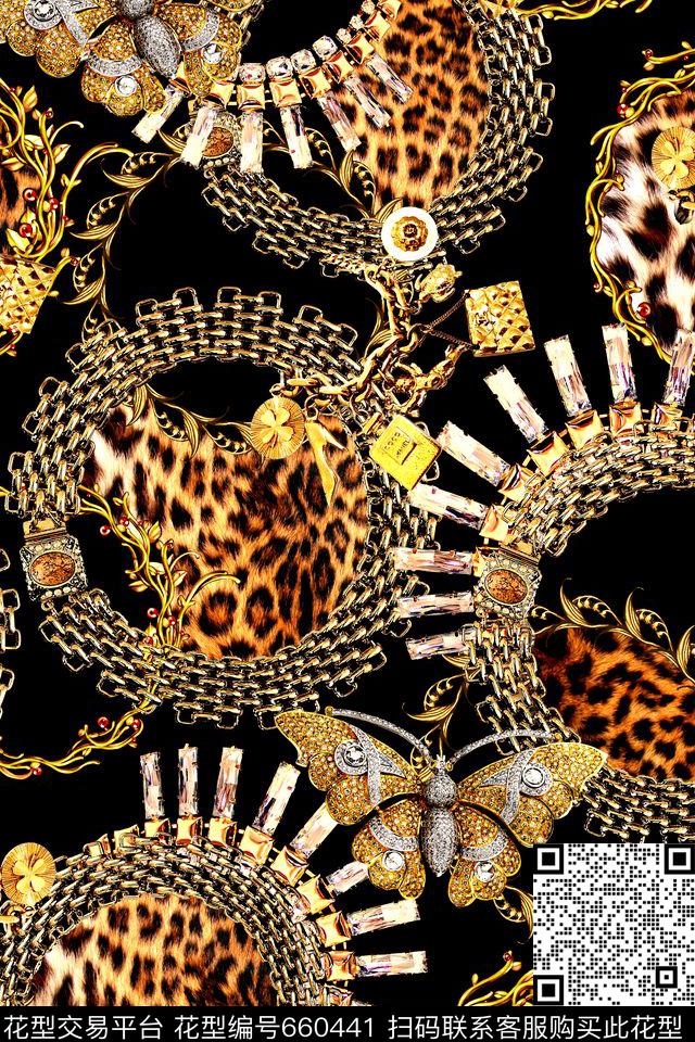 珠宝项链豹纹数码印花华亿平台下载（图片编号: 660441） - 瓦栏（Walan）