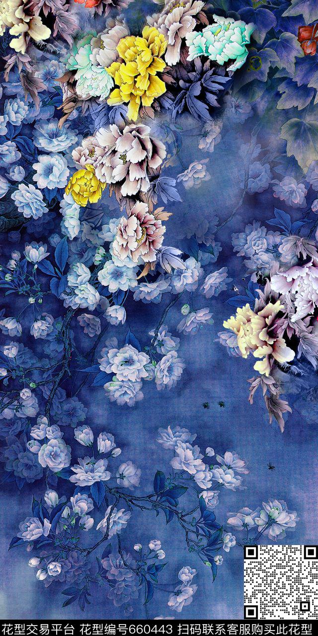 国画工笔画水墨数码印花华亿平台下载（图片编号: 660443） - 瓦栏（Walan）