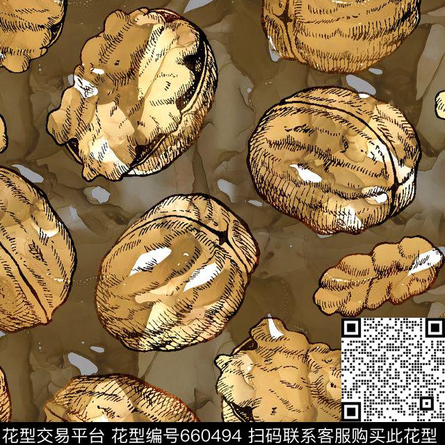 抽象大理石纹核桃果仁数码印花华亿平台下载（图片编号: 660494） - 瓦栏（Walan）