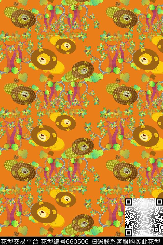 狮子王卡通儿童泳装热带数码印花华亿平台下载（图片编号: 660506） - 瓦栏（Walan）