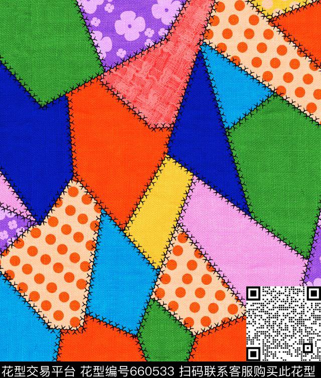 卡通条纹大牌风数码印花华亿平台下载（图片编号: 660533） - 瓦栏（Walan）