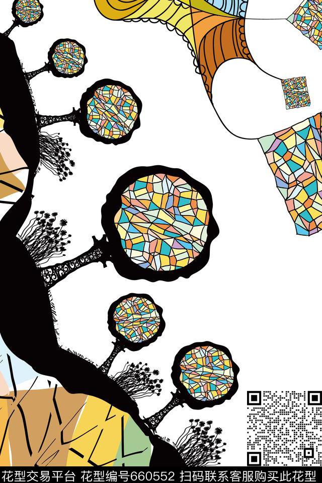 热带笔刷解构传统印花华亿平台下载（图片编号: 660552） - 瓦栏（Walan）