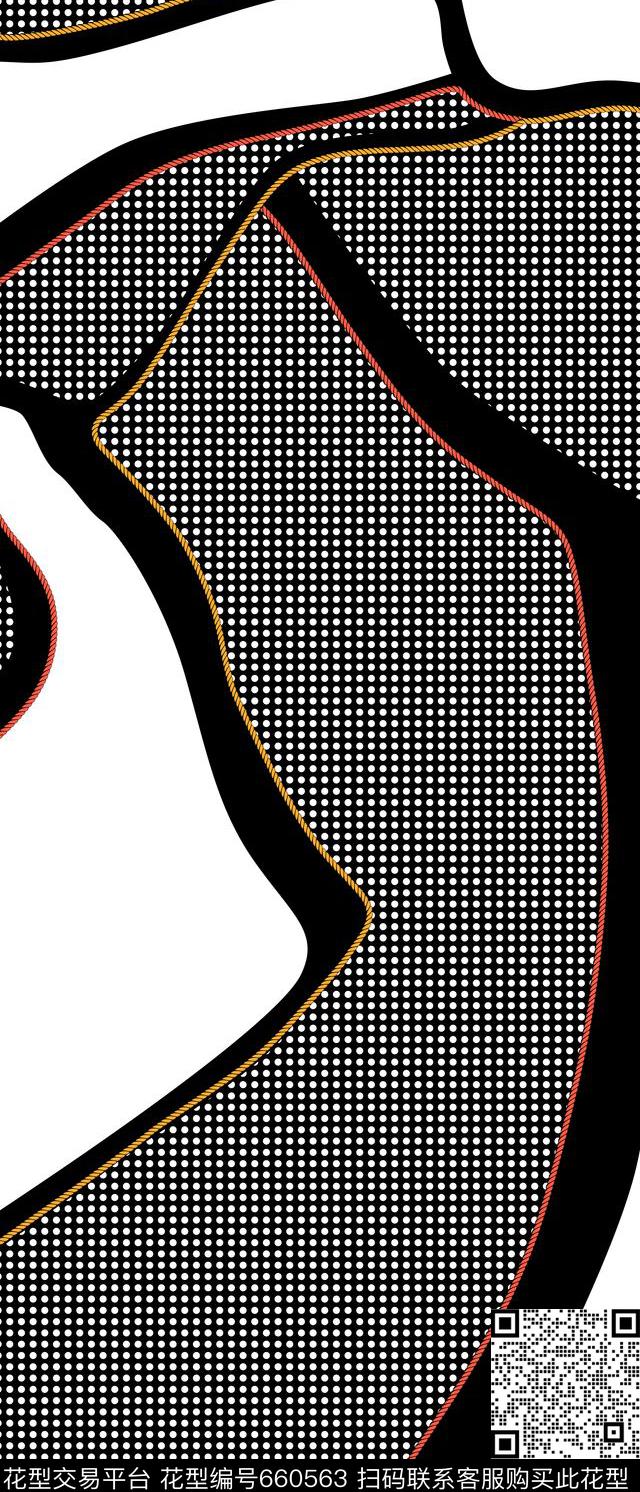 圆点几何绳子长巾丝巾传统印花华亿平台下载（图片编号: 660563） - 瓦栏（Walan）