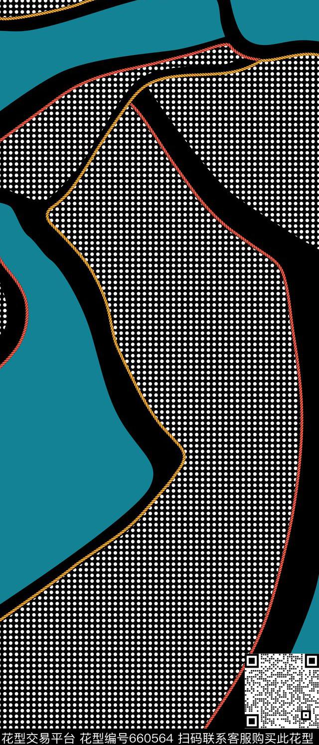 圆点几何绳子长巾丝巾传统印花华亿平台下载（图片编号: 660564） - 瓦栏（Walan）