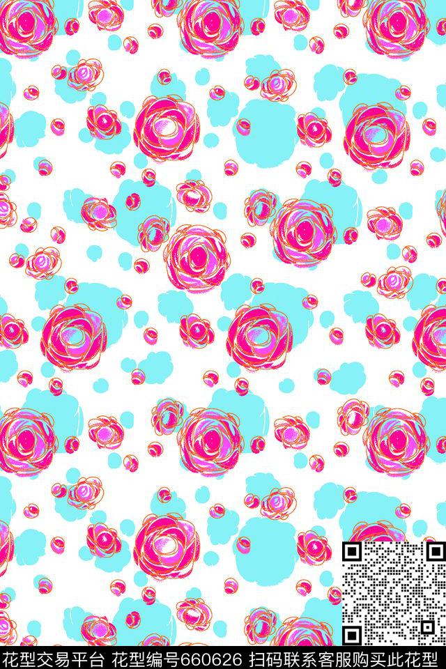 花朵可爱手绘花朵传统印花华亿平台下载（图片编号: 660626） - 瓦栏（Walan）