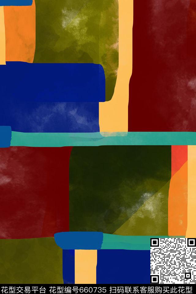 涂鸦笔触抽象数码印花华亿平台下载（图片编号: 660735） - 瓦栏（Walan）