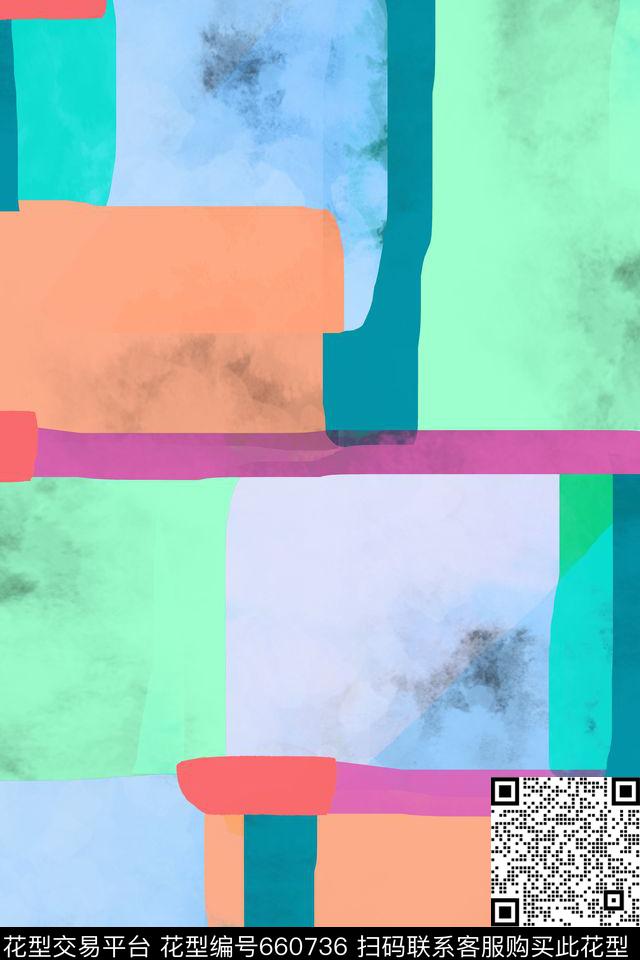 涂鸦笔触抽象数码印花华亿平台下载（图片编号: 660736） - 瓦栏（Walan）