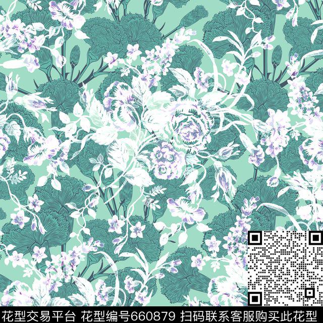 花纹康乃馨剪纸数码印花华亿平台下载（图片编号: 660879） - 瓦栏（Walan）