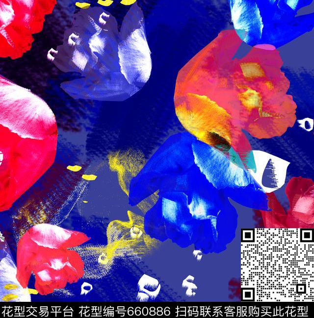 色彩。花朵数码印花华亿平台下载（图片编号: 660886） - 瓦栏（Walan）