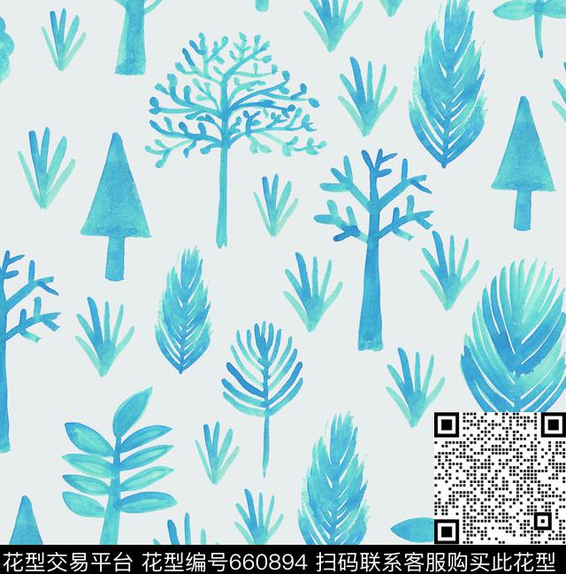 松树花卉树叶数码印花华亿平台下载（图片编号: 660894） - 瓦栏（Walan）