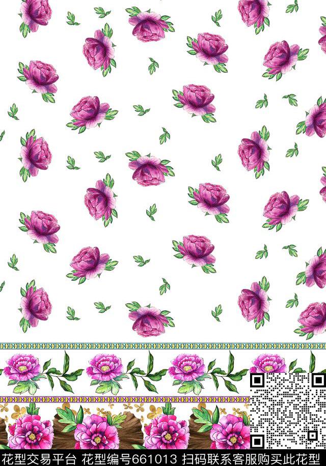 小碎花手绘大花MAX-女装花卉数码印花华亿平台下载（图片编号: 661013） - 瓦栏（Walan）