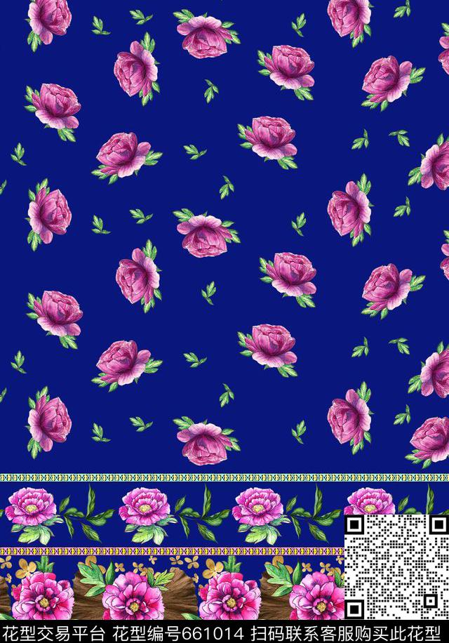 小碎花手绘大花MAX-女装花卉数码印花华亿平台下载（图片编号: 661014） - 瓦栏（Walan）