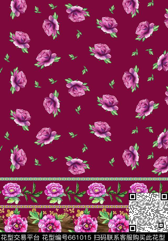 小碎花手绘大花MAX-女装花卉数码印花华亿平台下载（图片编号: 661015） - 瓦栏（Walan）
