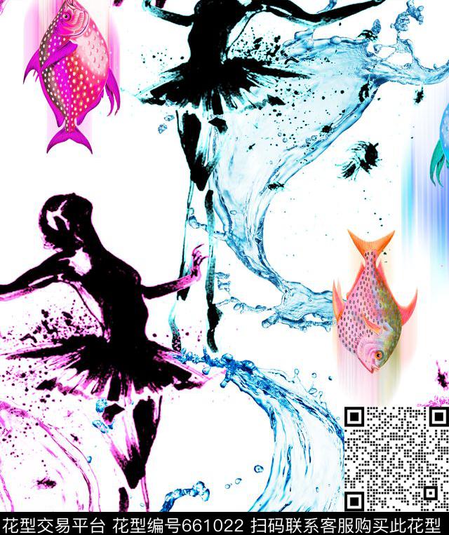 趣味MAX-女装花卉热带鱼数码印花华亿平台下载（图片编号: 661022） - 瓦栏（Walan）