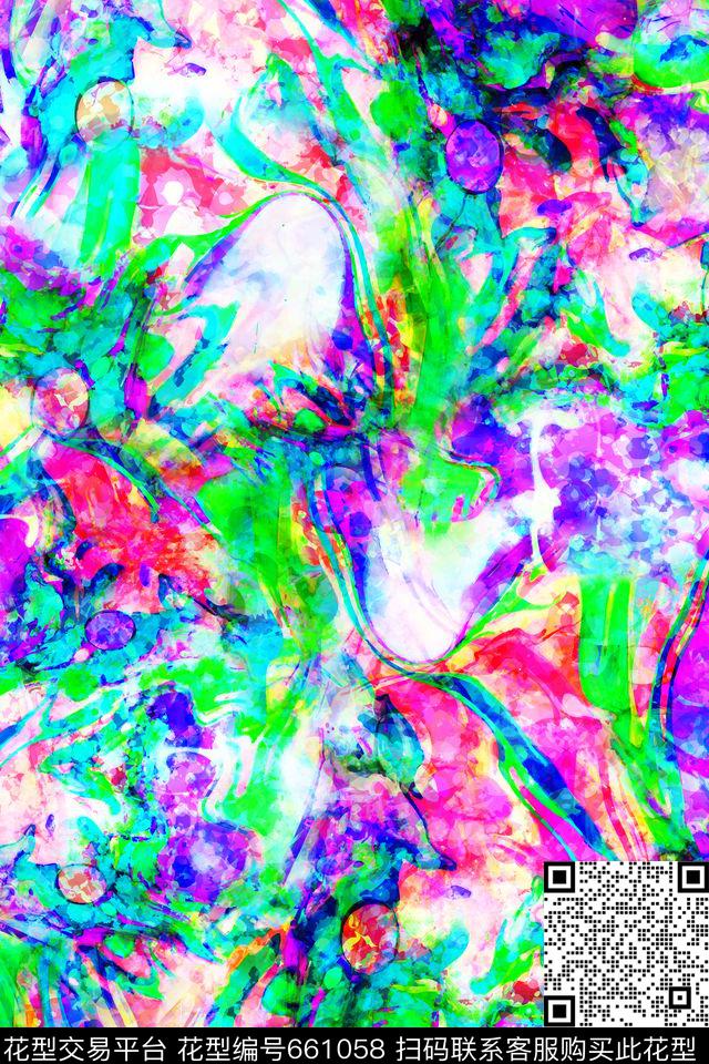 女装几何抽象数码印花华亿平台下载（图片编号: 661058） - 瓦栏（Walan）