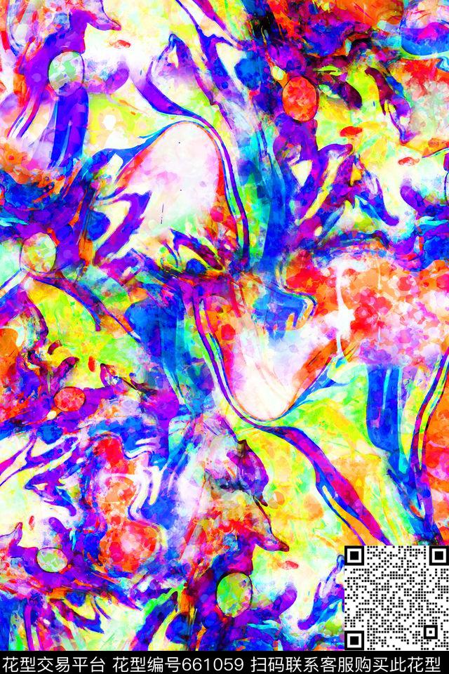 女装几何抽象数码印花华亿平台下载（图片编号: 661059） - 瓦栏（Walan）