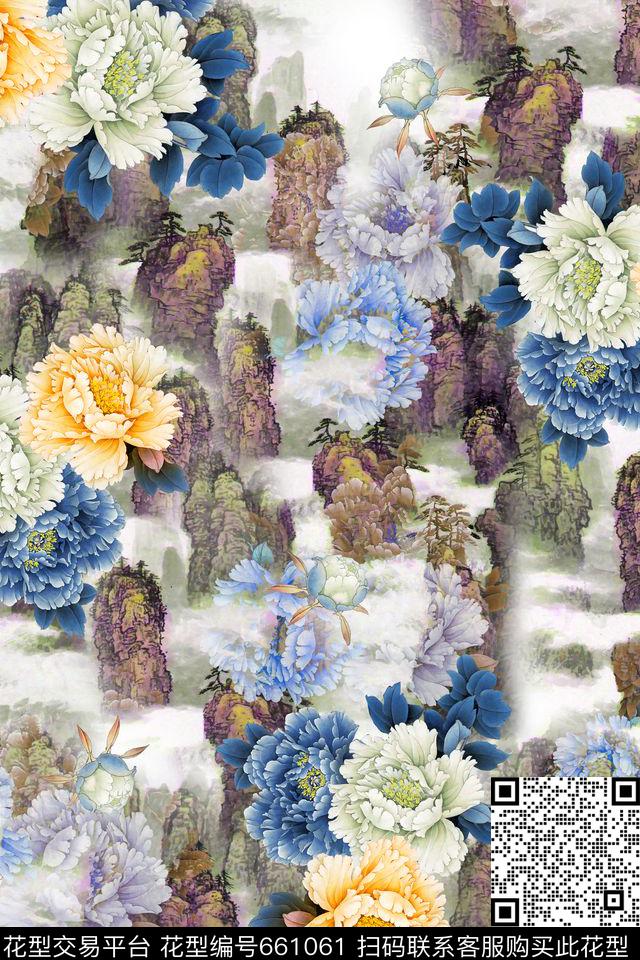 女装花卉中国风数码印花华亿平台下载（图片编号: 661061） - 瓦栏（Walan）