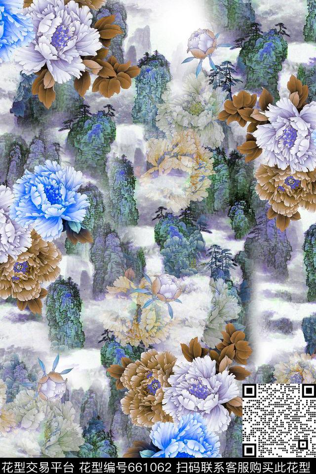 女装花卉中国风数码印花华亿平台下载（图片编号: 661062） - 瓦栏（Walan）