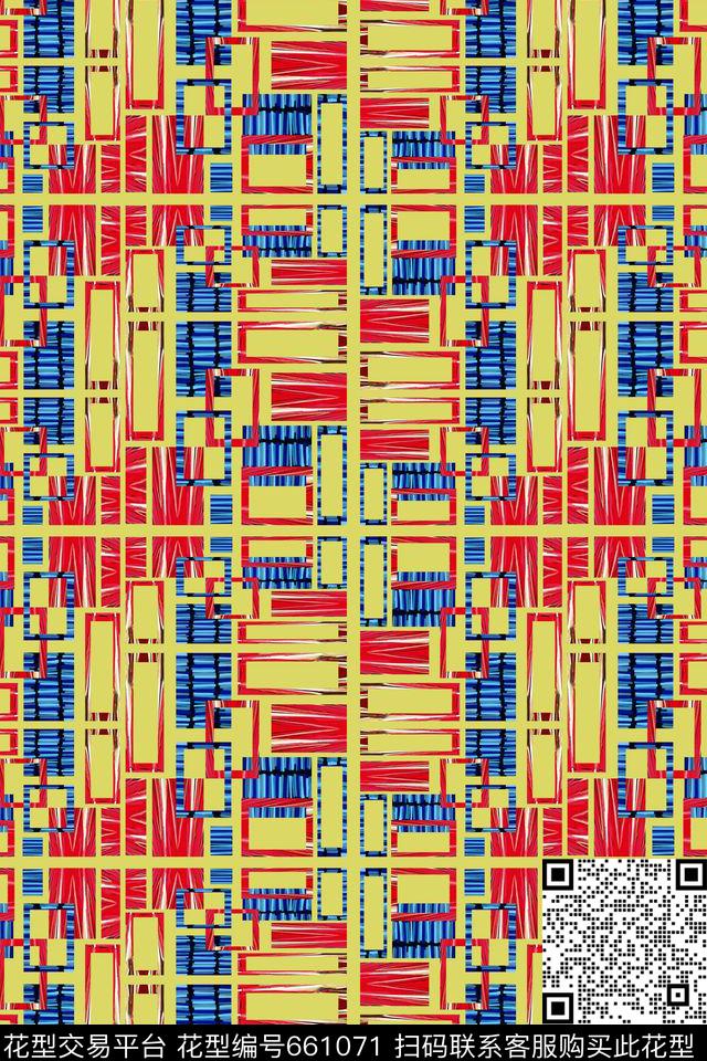 方格小方块不规则几何数码印花华亿平台下载（图片编号: 661071） - 瓦栏（Walan）