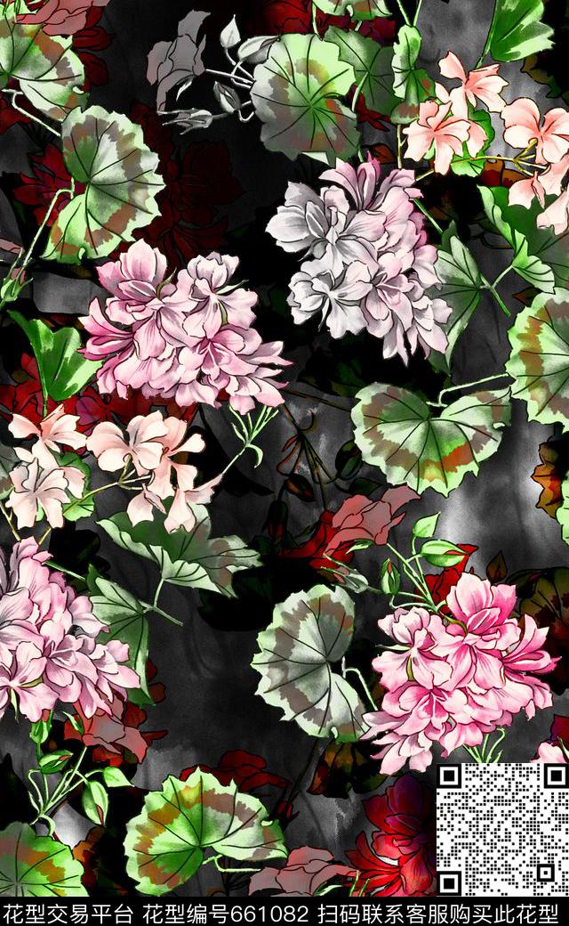 秋冬款四方连续欧美时尚女装花卉数码印花华亿平台下载（图片编号: 661082） - 瓦栏（Walan）