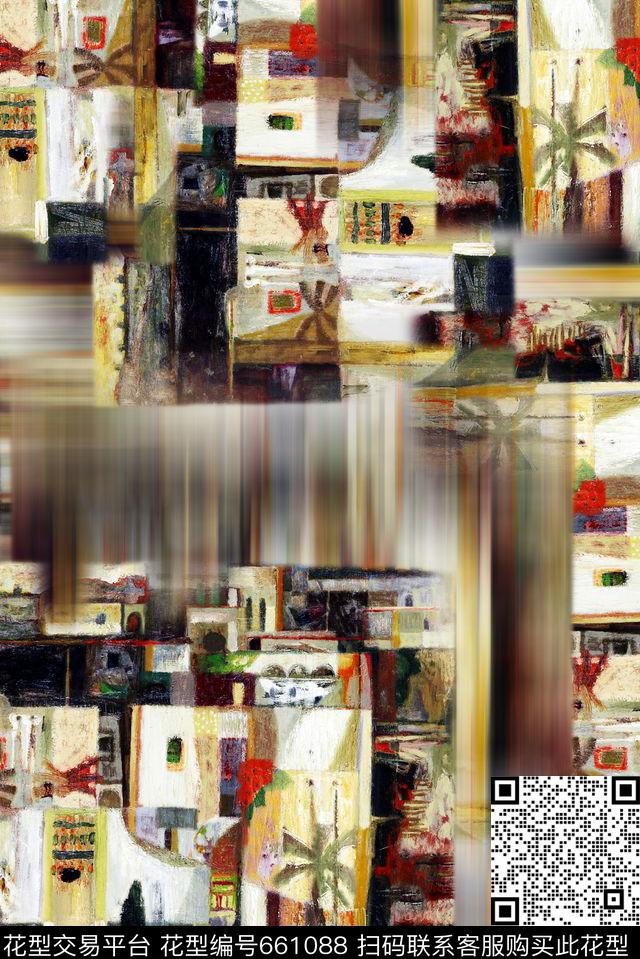 水彩建筑大气民族风欧式数码印花华亿平台下载（图片编号: 661088） - 瓦栏（Walan）