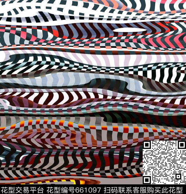 线条几何波纹数码印花华亿平台下载（图片编号: 661097） - 瓦栏（Walan）