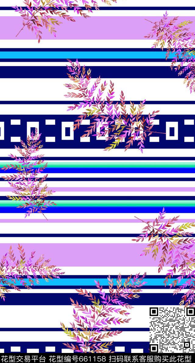彩色条子细条纹几何横条数码印花华亿平台下载（图片编号: 661158） - 瓦栏（Walan）