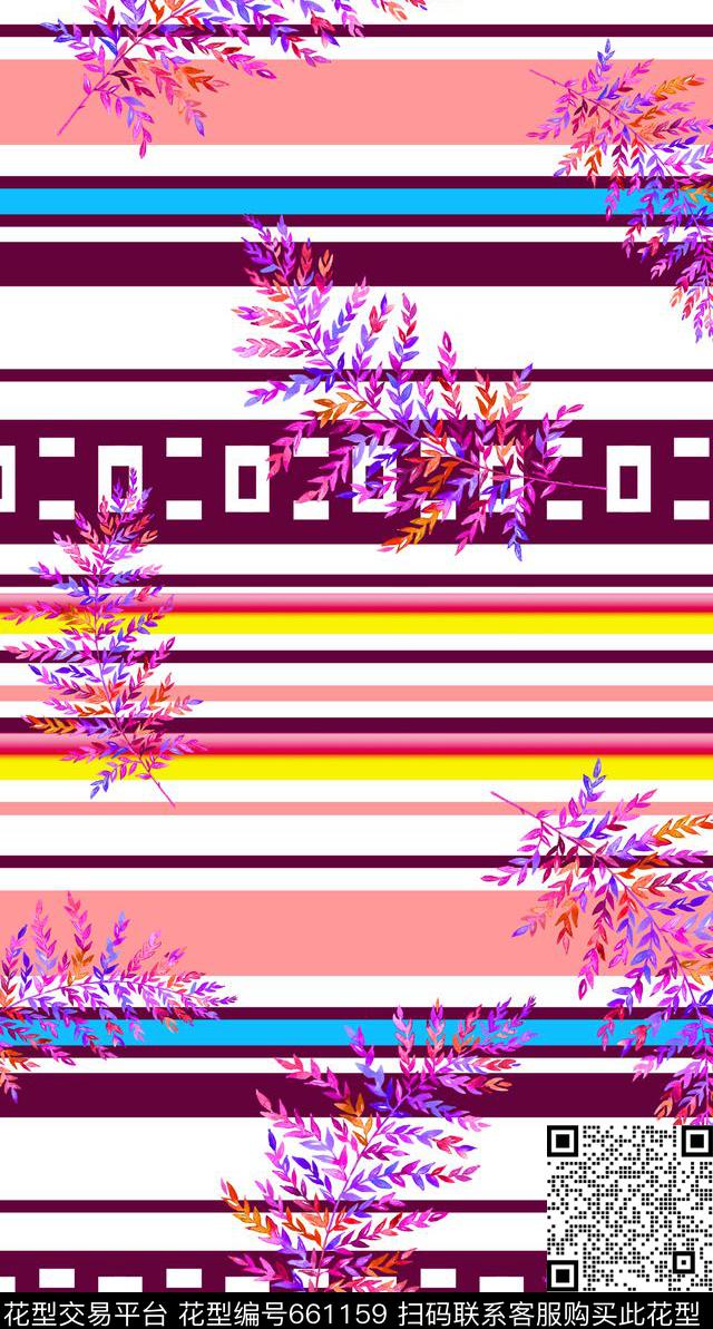 彩色条子细条纹几何横条数码印花华亿平台下载（图片编号: 661159） - 瓦栏（Walan）