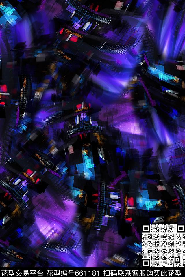 抽象炫彩数码数码印花华亿平台下载（图片编号: 661181） - 瓦栏（Walan）
