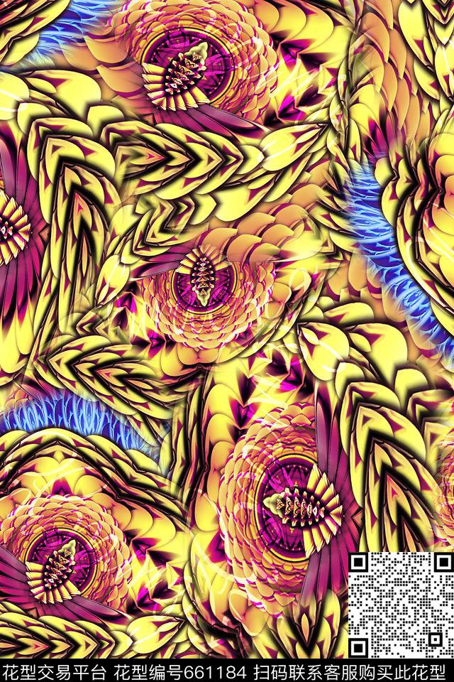 抽象休闲金色数码印花华亿平台下载（图片编号: 661184） - 瓦栏（Walan）