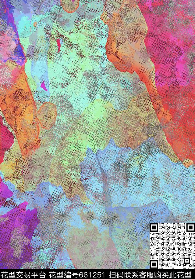 抽象围巾大色块数码印花华亿平台下载（图片编号: 661251） - 瓦栏（Walan）