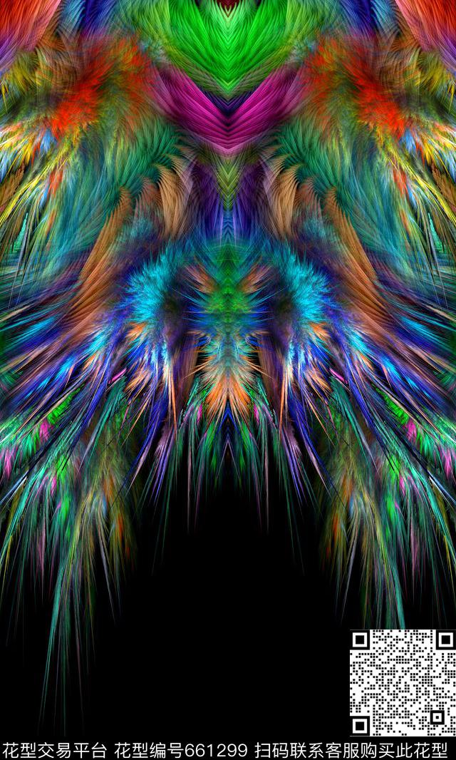 羽毛刺绣分形数码印花华亿平台下载（图片编号: 661299） - 瓦栏（Walan）