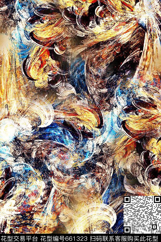 抽象肌理炫彩数码印花华亿平台下载（图片编号: 661323） - 瓦栏（Walan）
