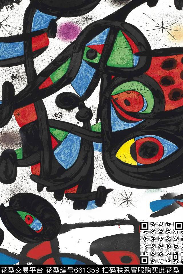 抽象循环回味水墨油画抽象数码印花华亿平台下载（图片编号: 661359） - 瓦栏（Walan）