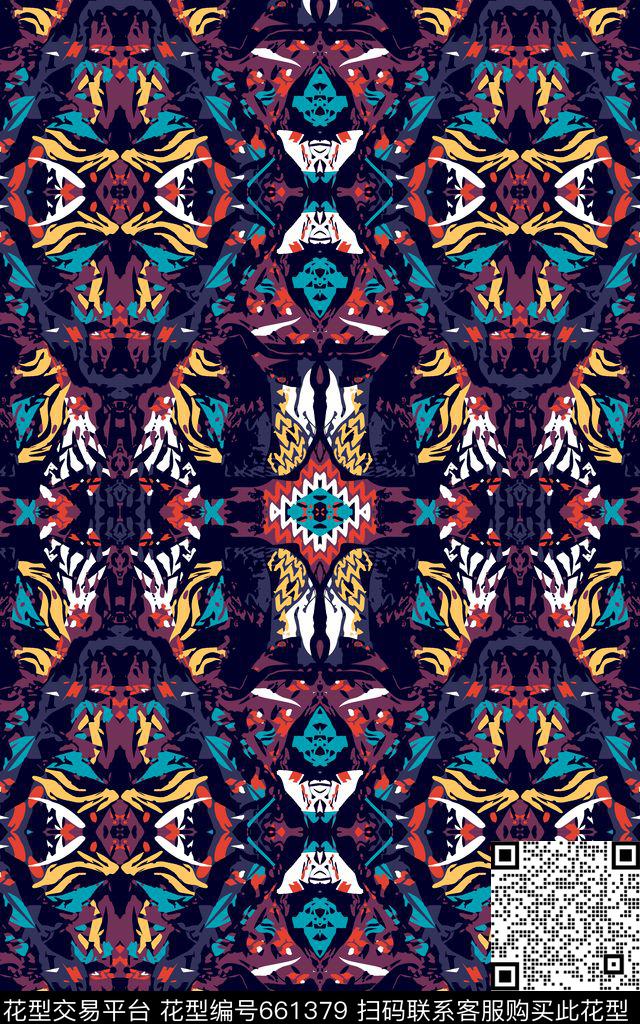 民族风0分色区几何线条色块传统印花华亿平台下载（图片编号: 661379） - 瓦栏（Walan）