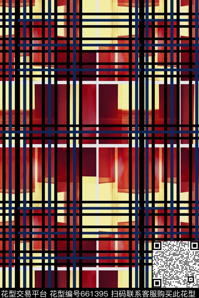 格子几何晕染数码印花华亿平台下载（图片编号: 661395） - 瓦栏（Walan）