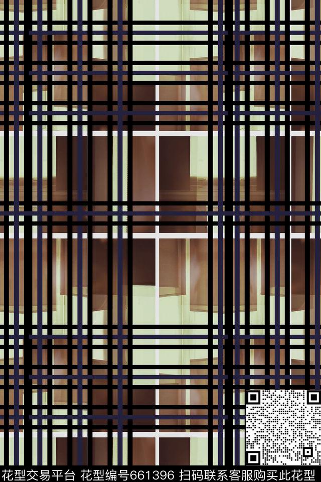 格子几何晕染数码印花华亿平台下载（图片编号: 661396） - 瓦栏（Walan）