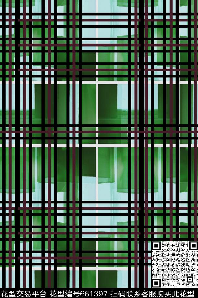 格子几何晕染数码印花华亿平台下载（图片编号: 661397） - 瓦栏（Walan）