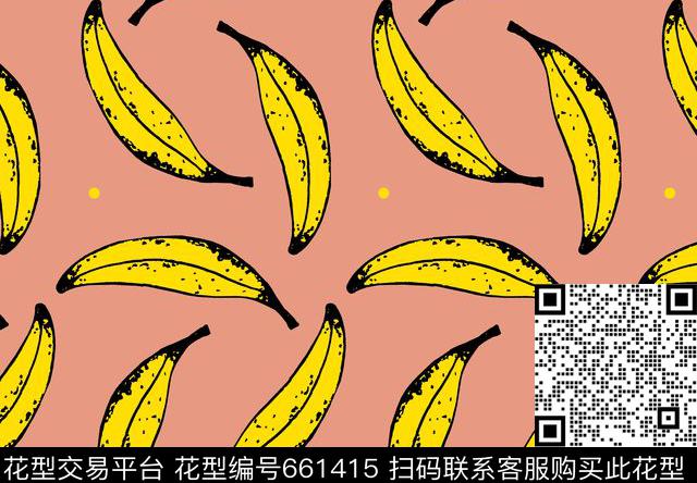 香蕉波点简易华亿平台传统印花华亿平台下载（图片编号: 661415） - 瓦栏（Walan）