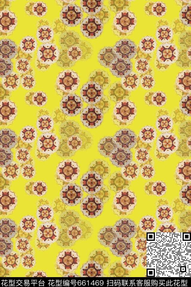 碎碎花卉组合花卉风格化花卉数码印花华亿平台下载（图片编号: 661469） - 瓦栏（Walan）