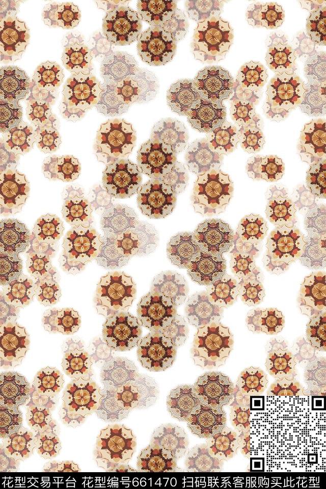碎碎花卉组合花卉风格化花卉数码印花华亿平台下载（图片编号: 661470） - 瓦栏（Walan）