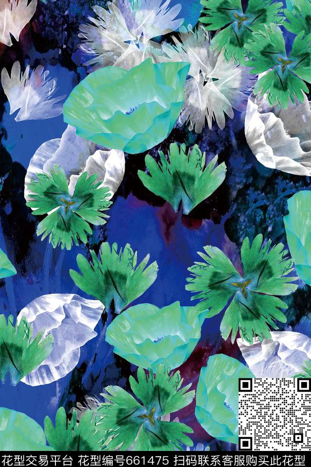 水彩花卉女装数码印花华亿平台下载（图片编号: 661475） - 瓦栏（Walan）