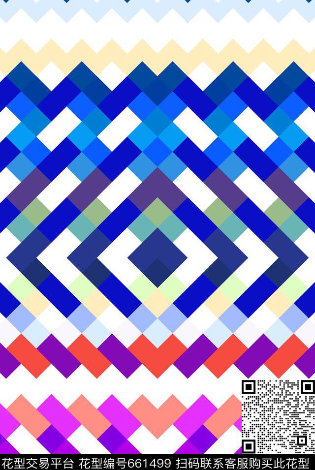几何女装菱形传统印花华亿平台下载（图片编号: 661499） - 瓦栏（Walan）