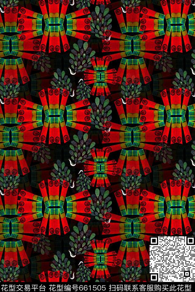 几何图案几何拼接孔雀艺像数码印花华亿平台下载（图片编号: 661505） - 瓦栏（Walan）