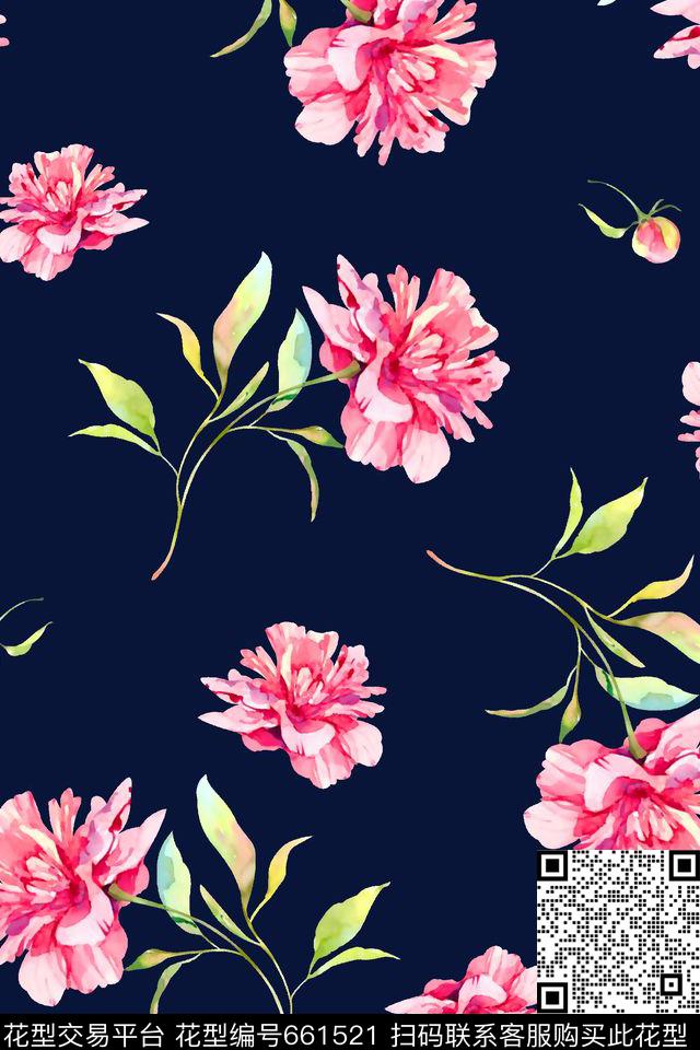 抽象手绘满版时尚花卉最新高清数码树叶花卉花卉数码印花华亿平台下载（图片编号: 661521） - 瓦栏（Walan）