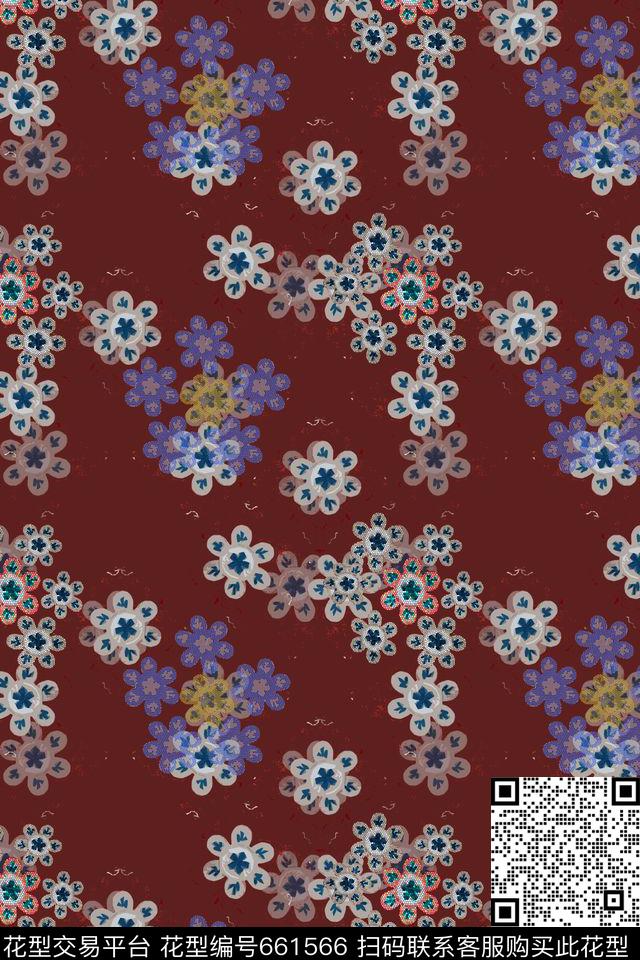 民族风图案碎碎花卉组合花卉数码印花华亿平台下载（图片编号: 661566） - 瓦栏（Walan）